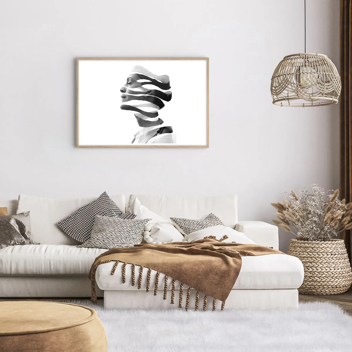 Póster en marco roble claro - Retrato surrealista - 91x61 cm