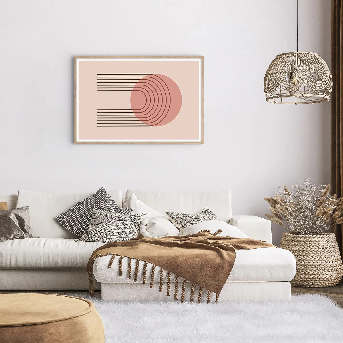 Plakat i ramme af lyst egetræ - Uimodståelig tiltrækningskraft - 91x61 cm