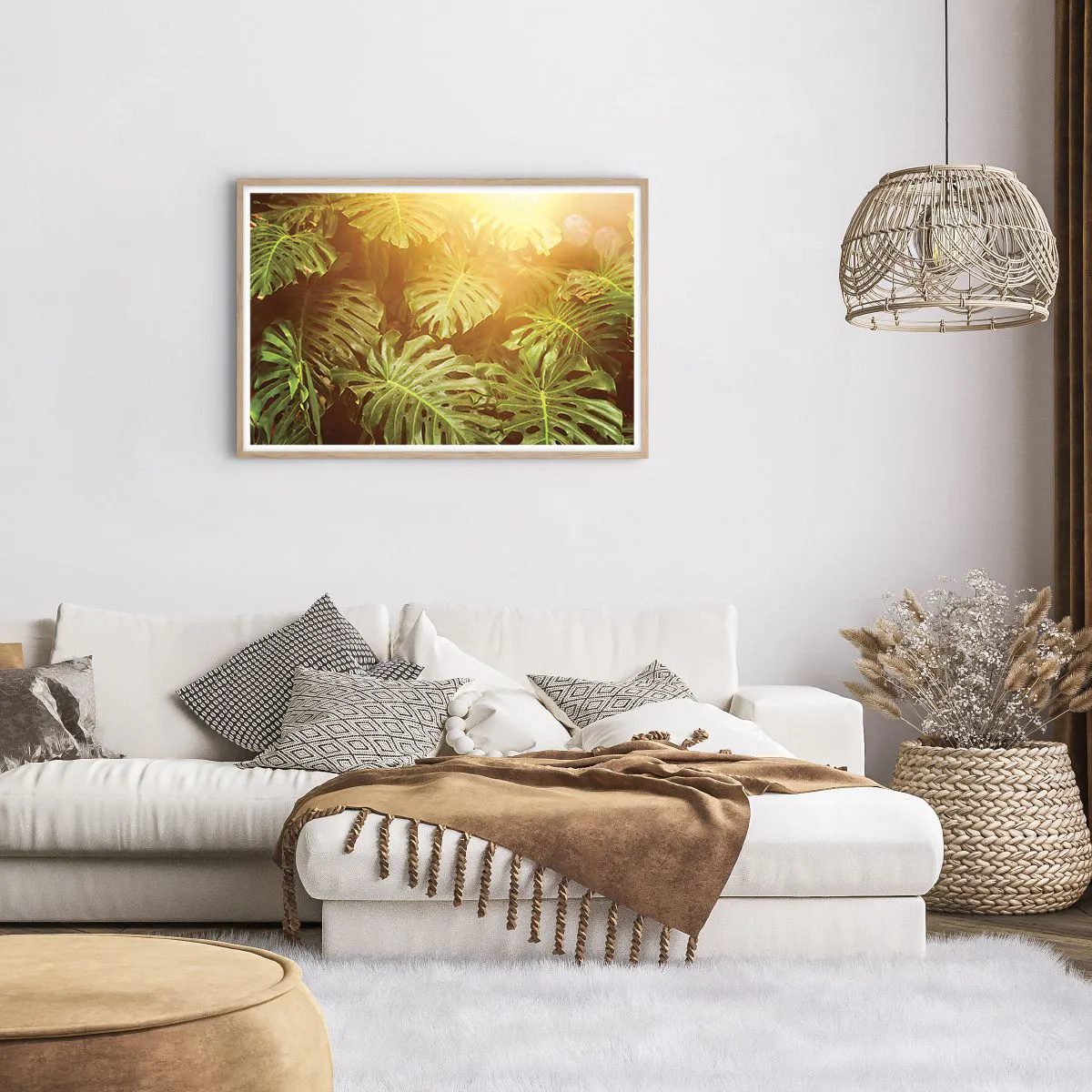 Plakat i ramme af lyst egetræ - Træd ind i det grønne... - 91x61 cm