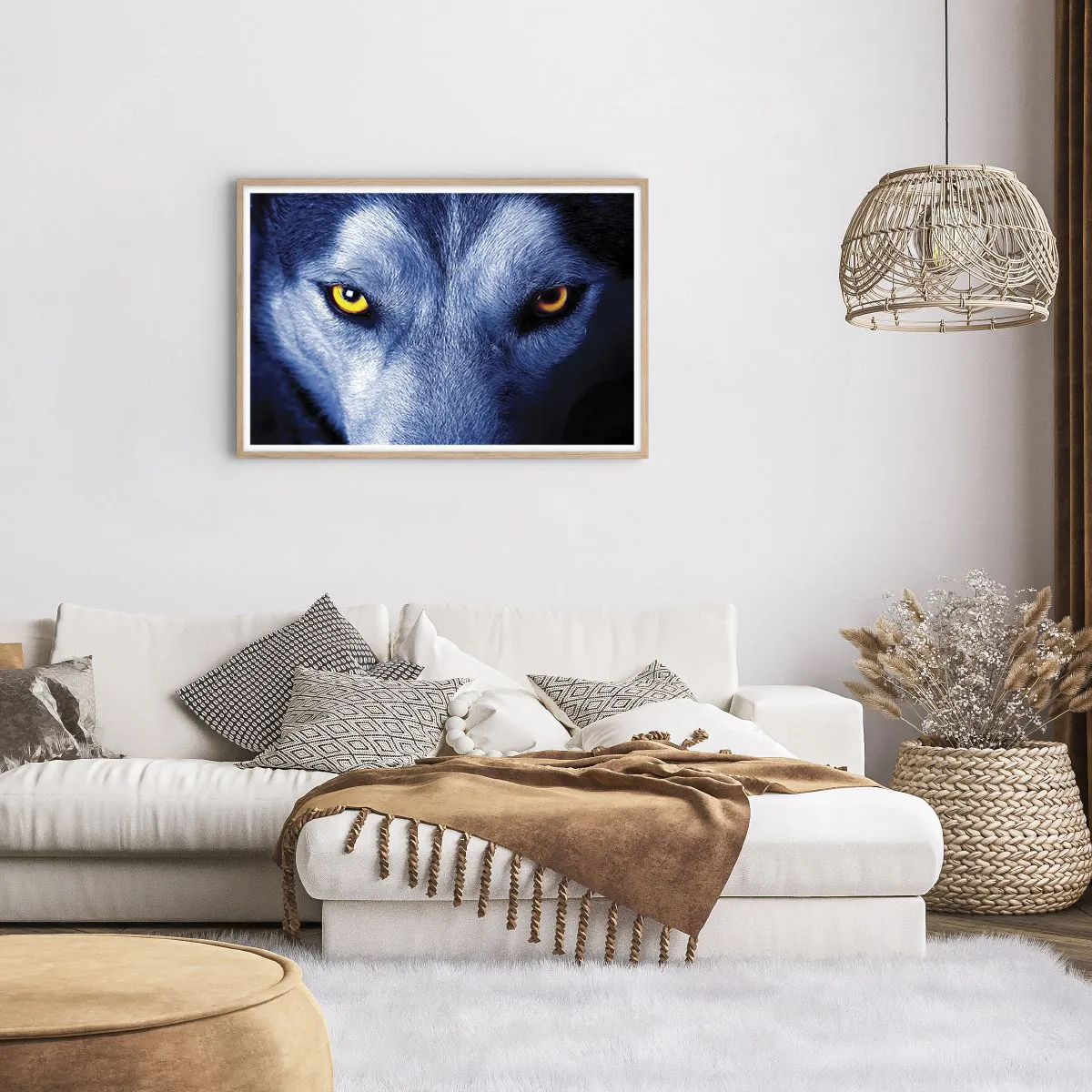 Poster in light oak frame - Mesmerising Look - 91x61 cm