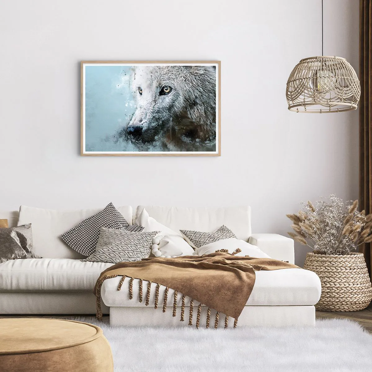 Poster în ramă de stejar deschis - Faceți cunoștință cu sufletul lupului - 91x61 cm