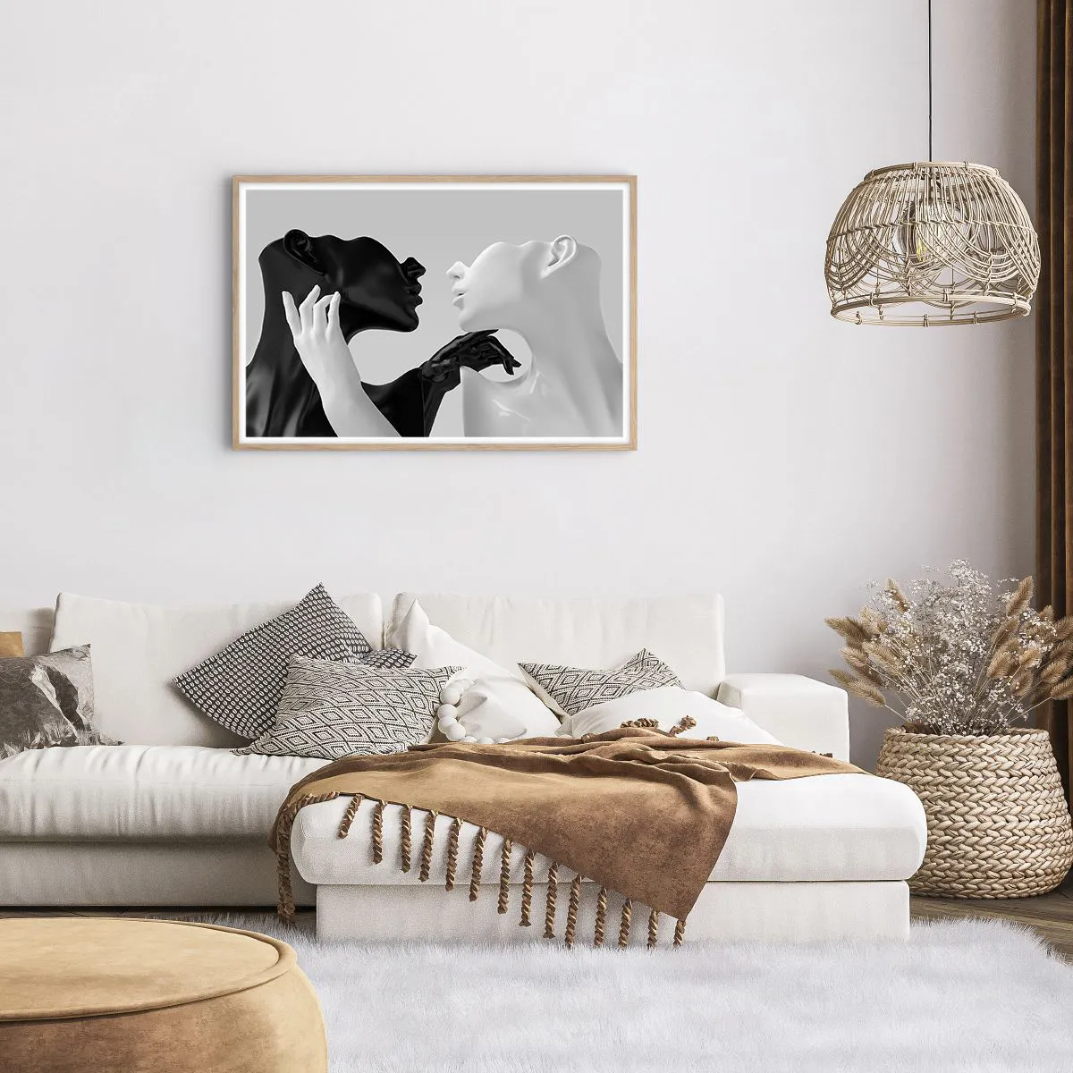 Pôster com moldura de carvalho claro - Atração – desejo - 91x61 cm