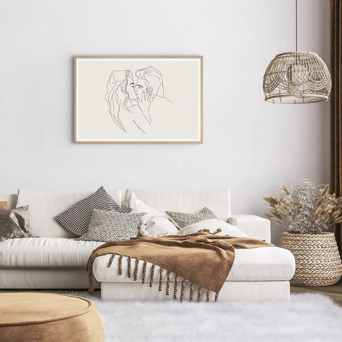 Plakat i ramme af lyst egetræ - Forviklet i følelser - 91x61 cm