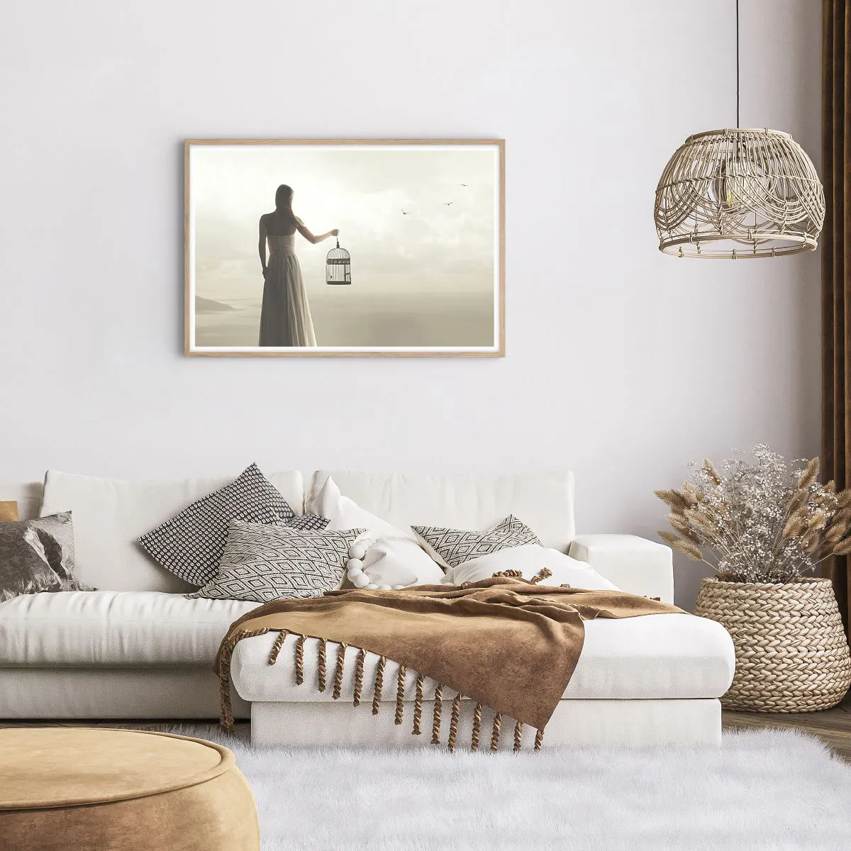 Poster in light oak frame - Be Free - 91x61 cm