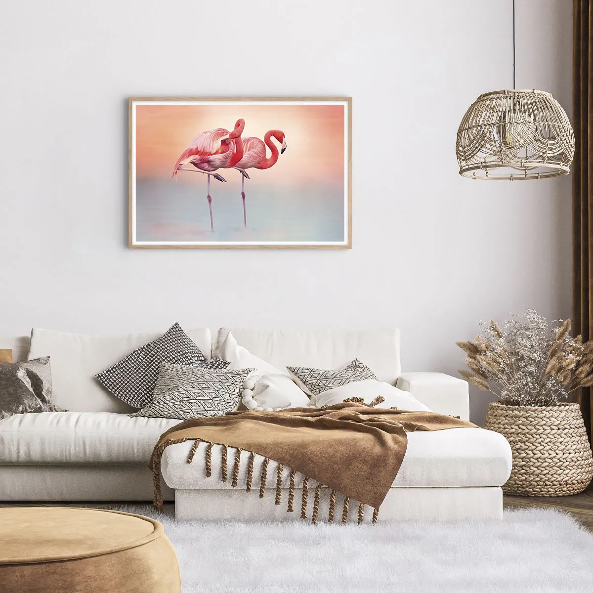 Pôster com moldura de carvalho claro - Na cor do sol poente - 91x61 cm