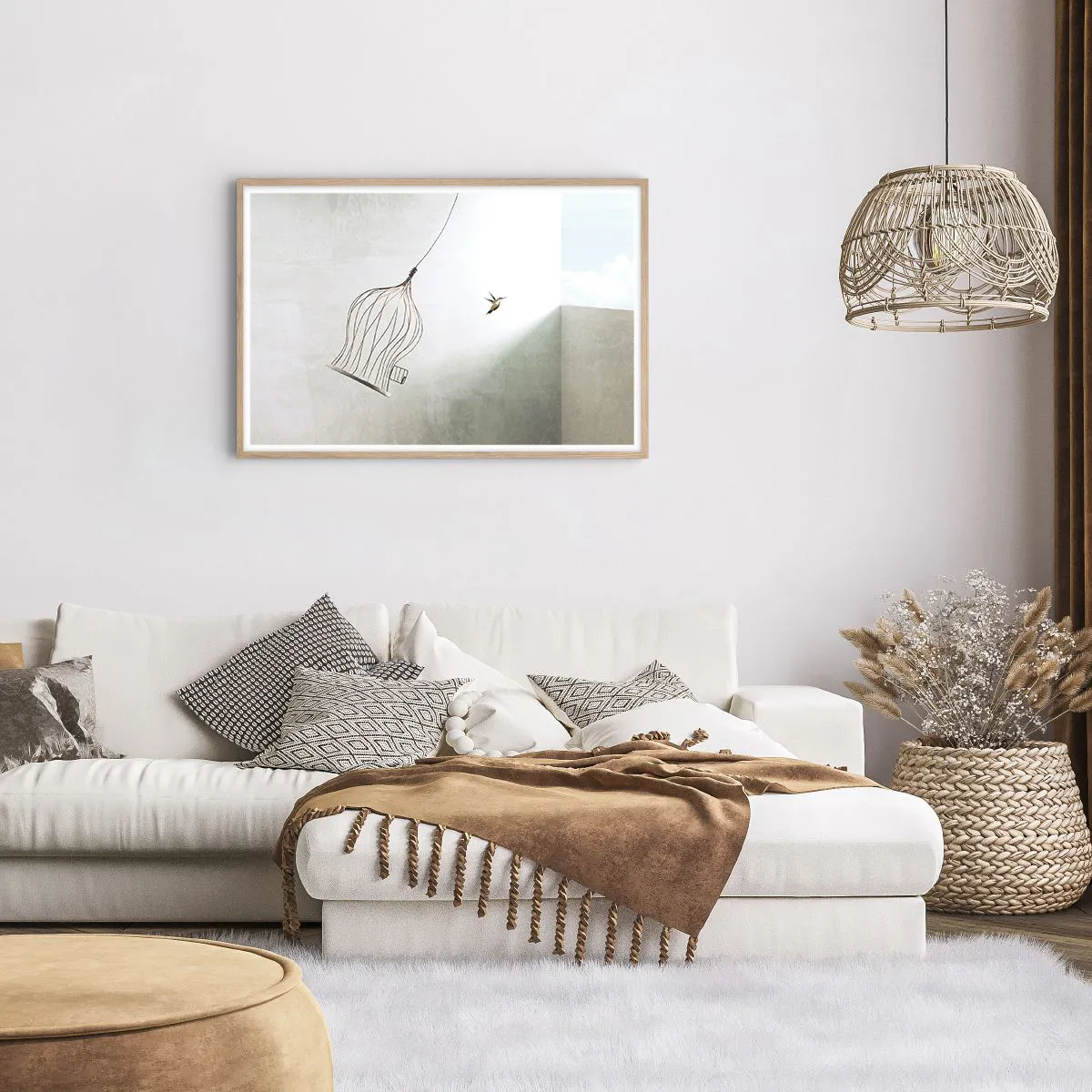 Plakat i ramme af lyst egetræ - I sit elementet - 91x61 cm