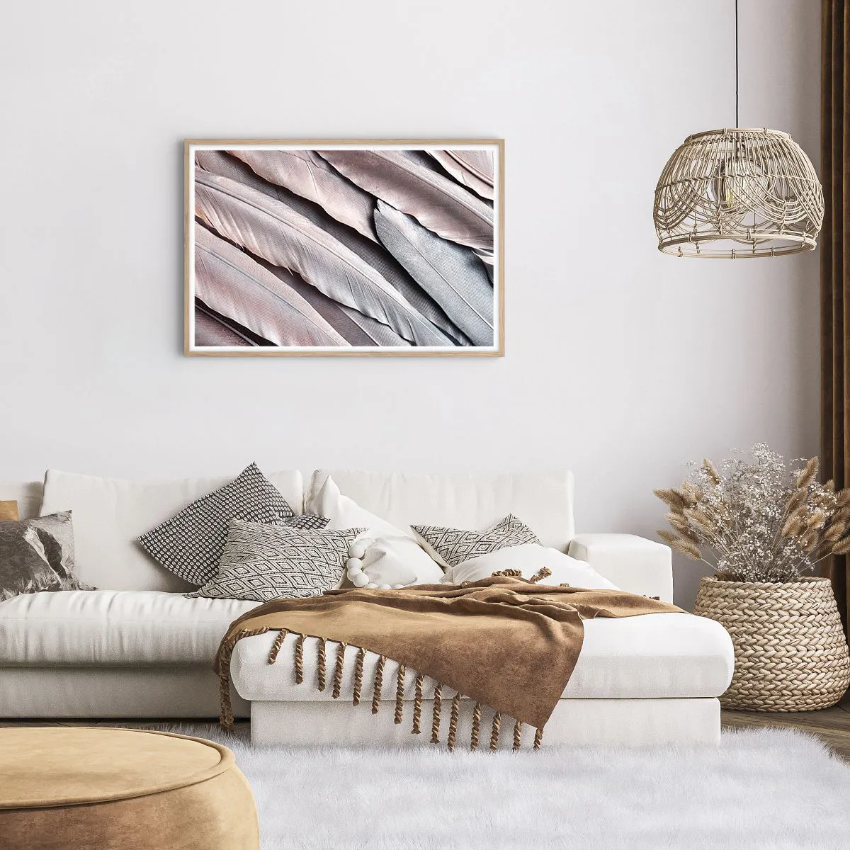 Poster in einem Rahmen aus heller Eiche - In rosa Silber - 91x61 cm