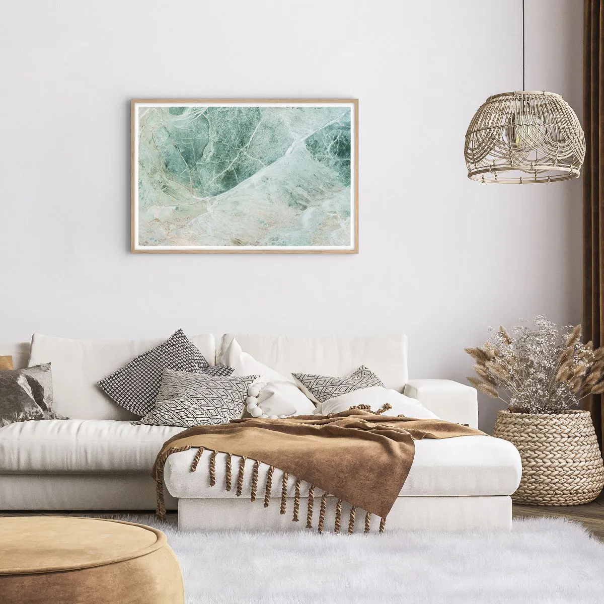 Plakat i ramme af lyst egetræ - Den ædle kølighed af sten - 91x61 cm