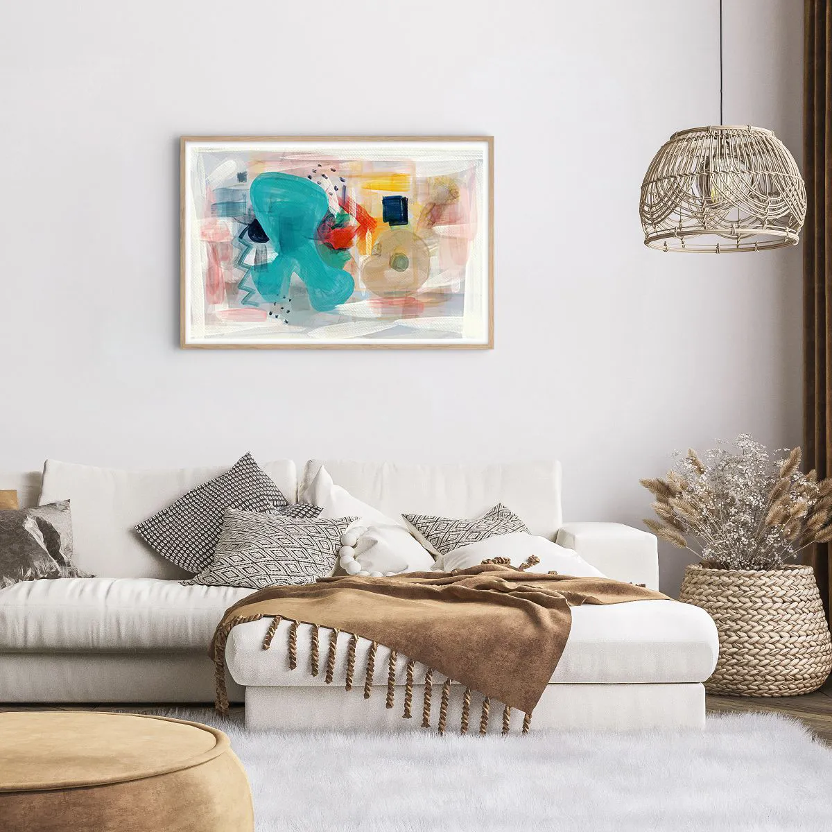 Plagát v ráme zo svetlého duba - Farebná hra - 91x61 cm