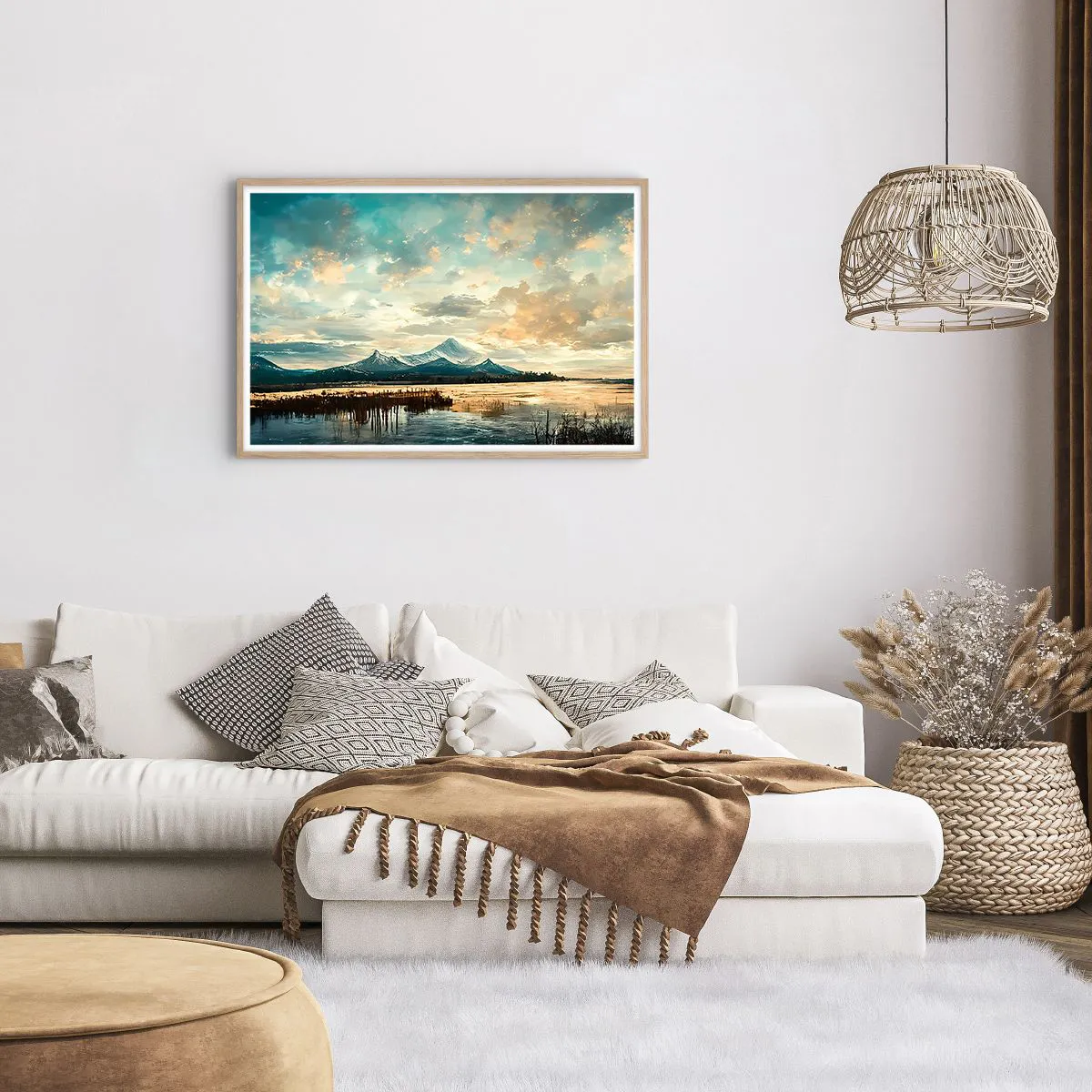 Poster in einem Rahmen aus heller Eiche - Unter dem Schutz des Himmels - 91x61 cm