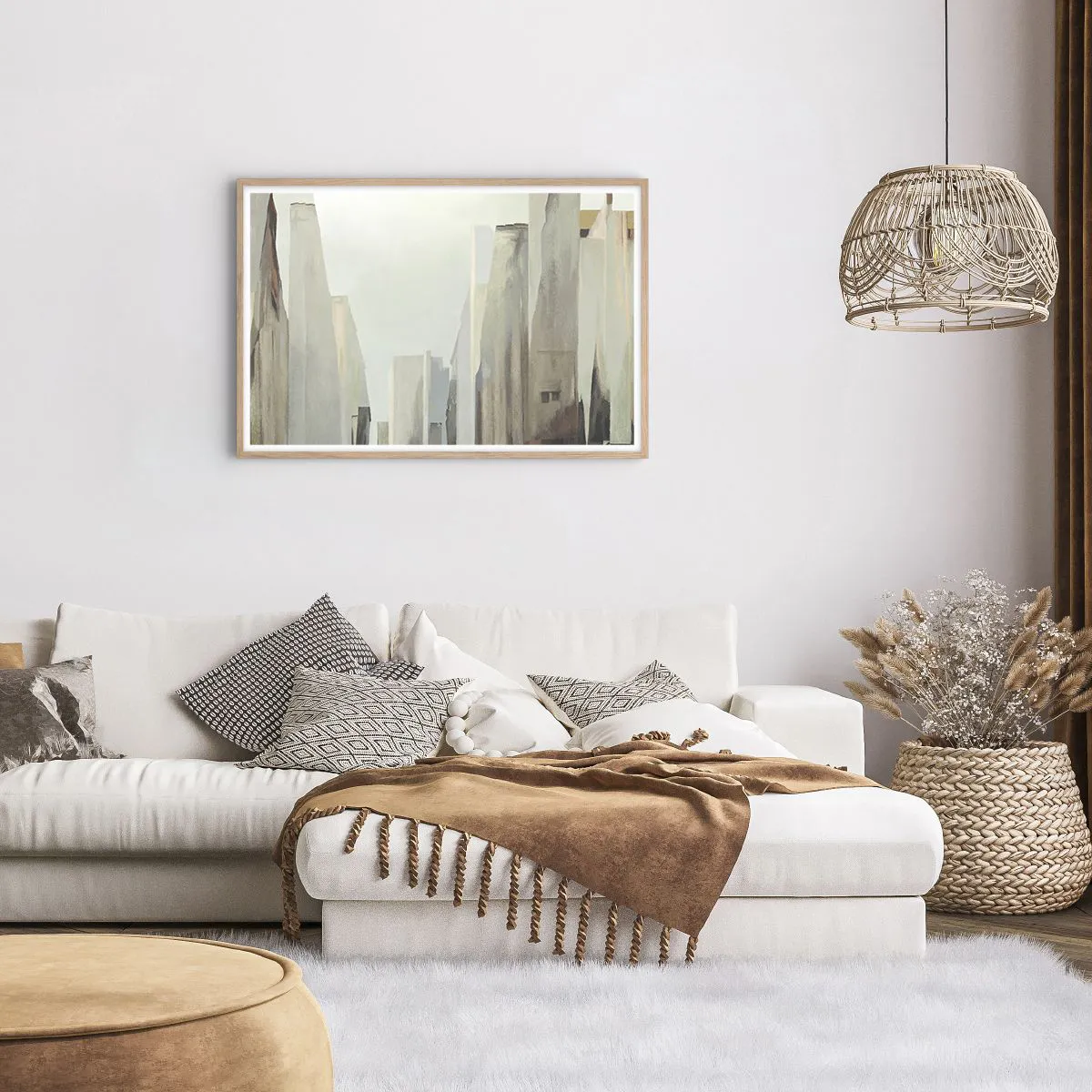 Pôster com moldura de carvalho claro - Sonho com a cidade - 91x61 cm