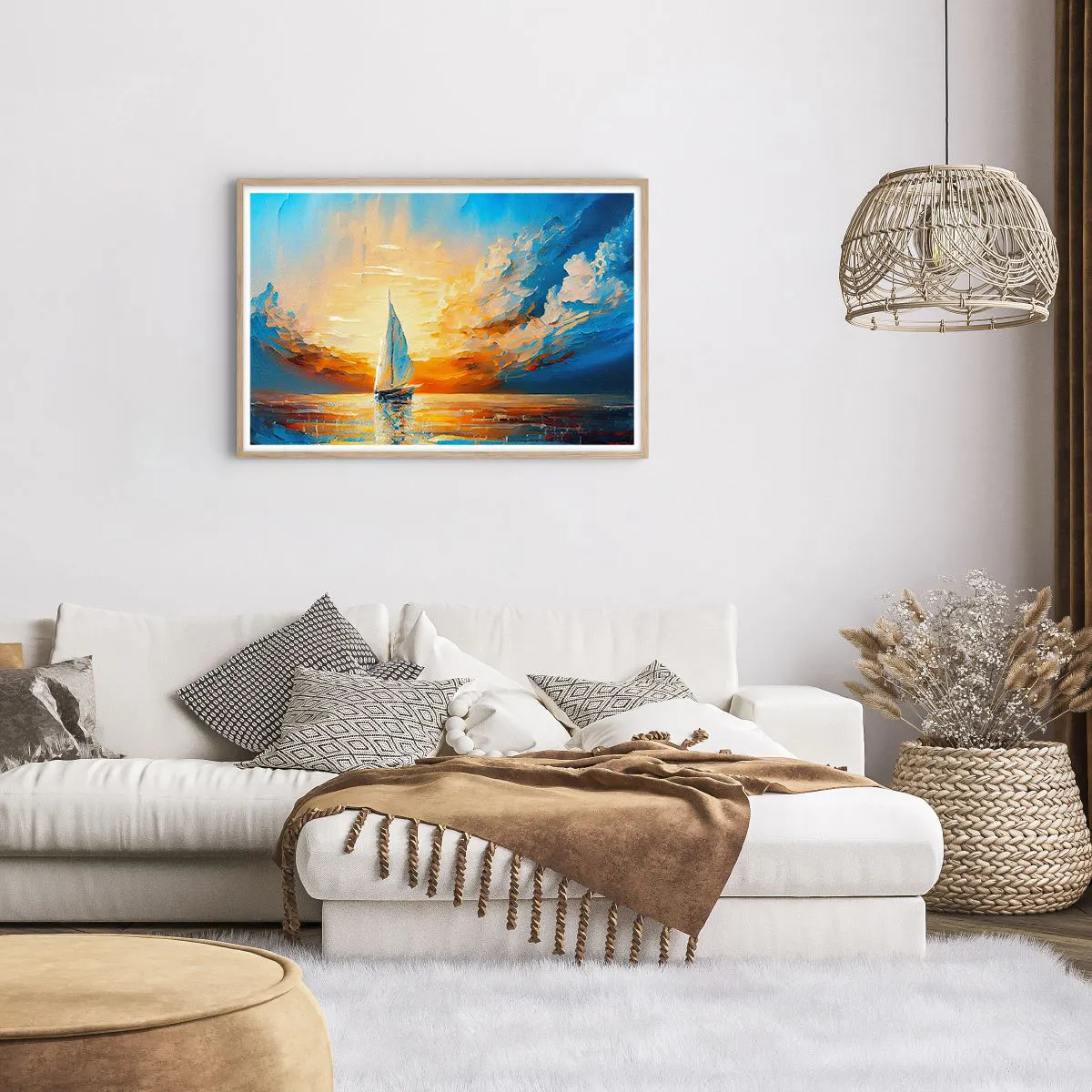 Poster in cornice rovere chiaro - Navigando nell'oro - 91x61 cm