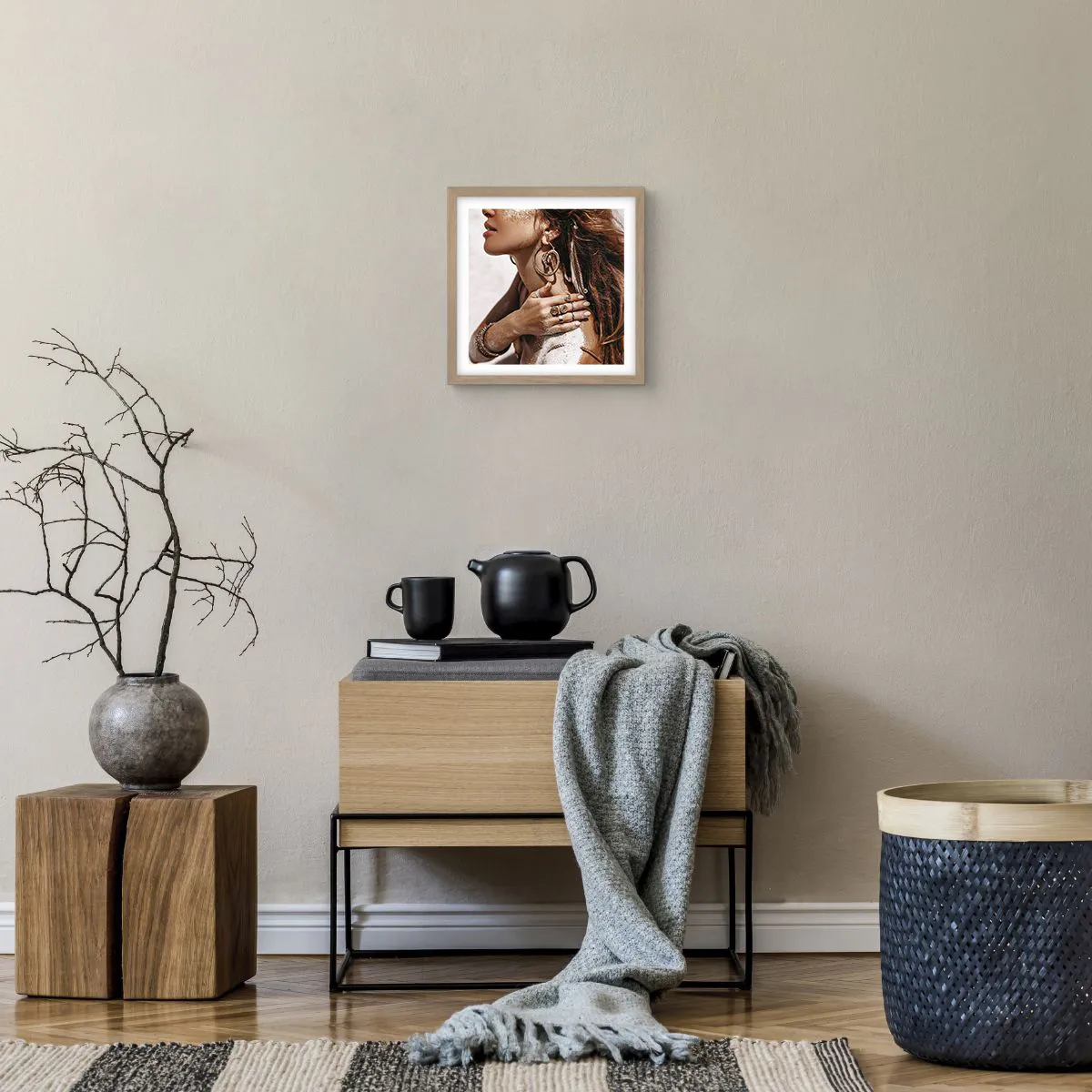 Poster in einem Rahmen aus heller Eiche - Königin des wilden Strandes - 30x30 cm