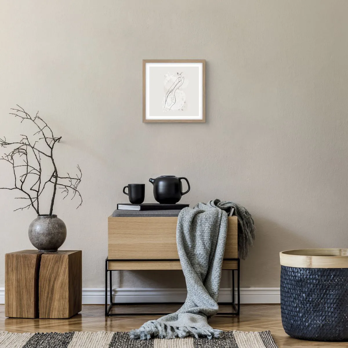 Plakat i ramme af lyst egetræ - At forvilde sig med blikket - 30x30 cm