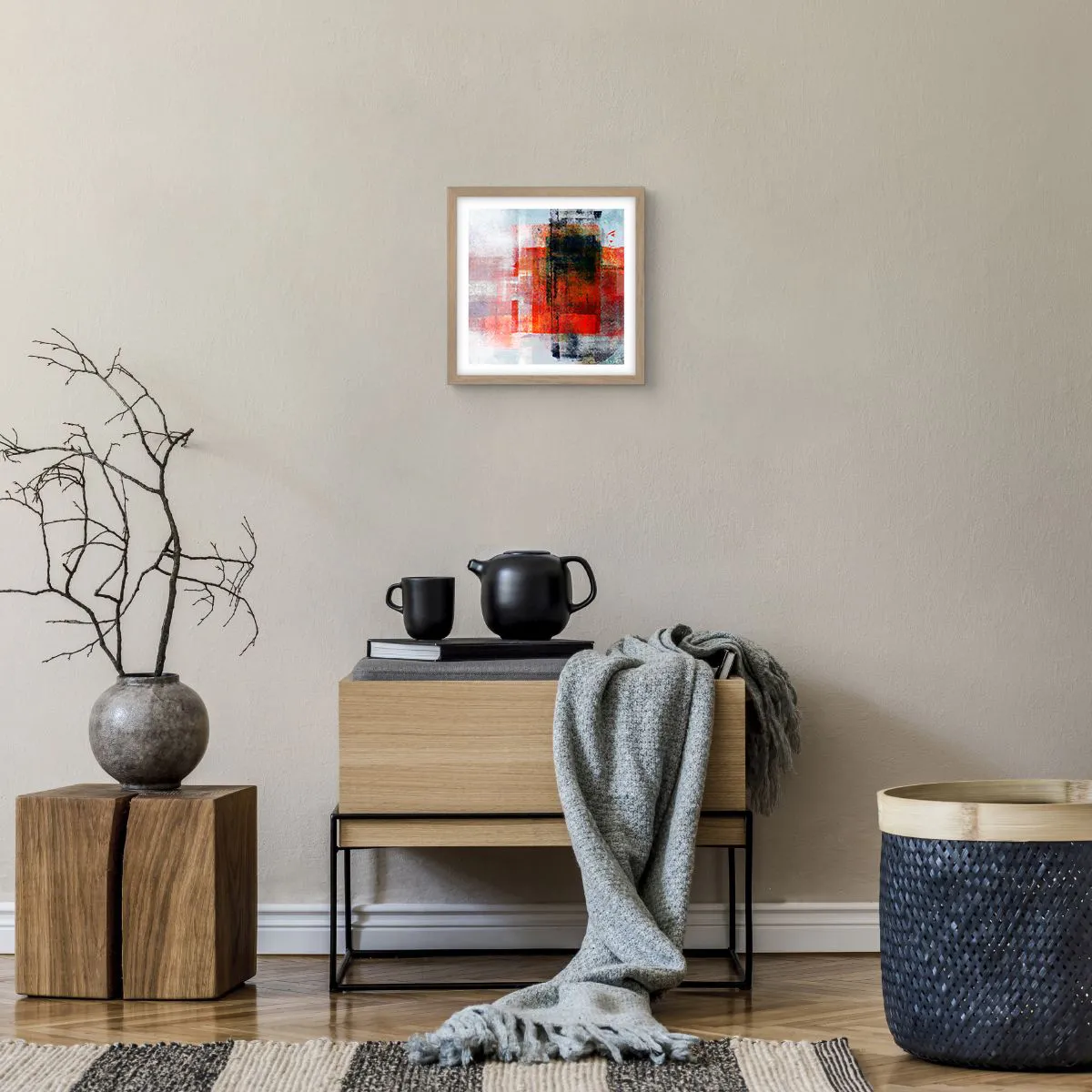 Poszter világos tölgy keretben - Izzó kompozíció - 30x30 cm