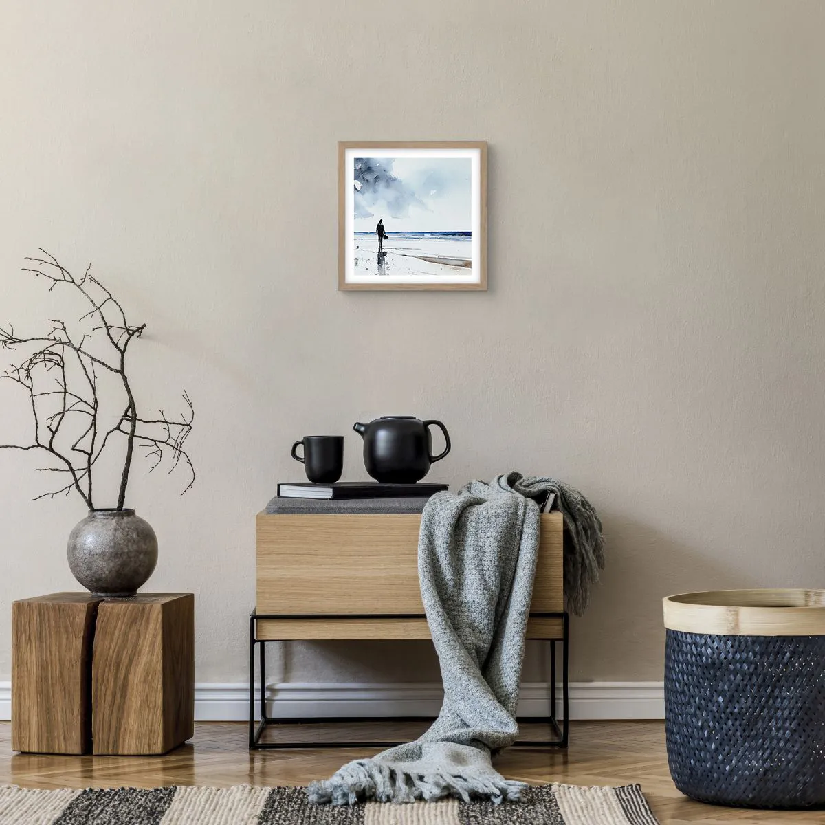 Poszter világos tölgy keretben - Beszélgetés a tengerrel - 30x30 cm