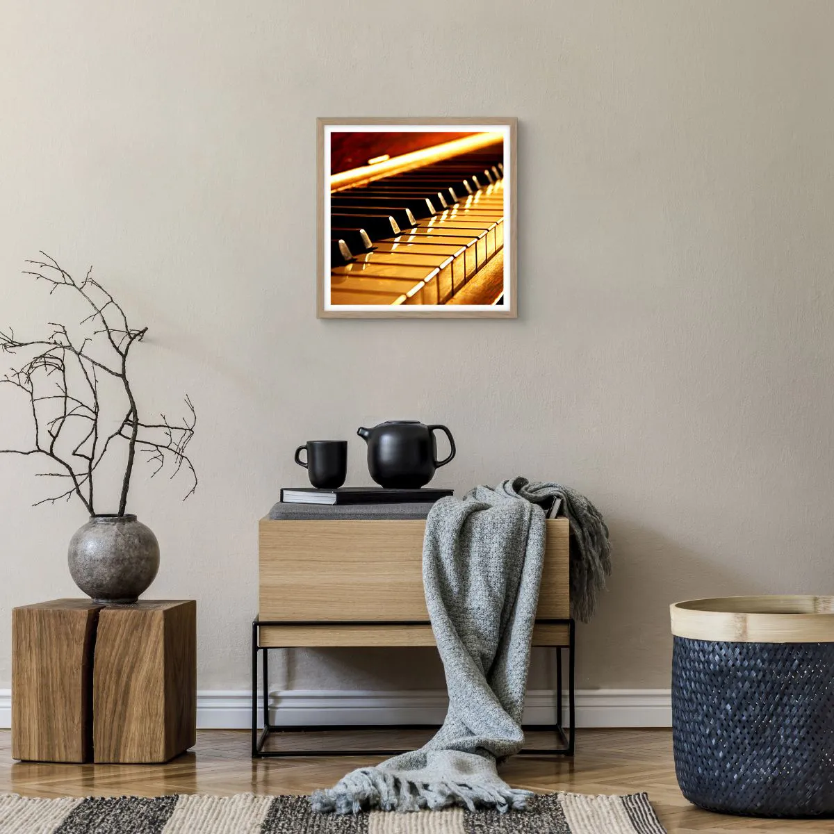 Plakat i ramme af lyst egetræ - Ubegrænsede muligheder - 40x40 cm