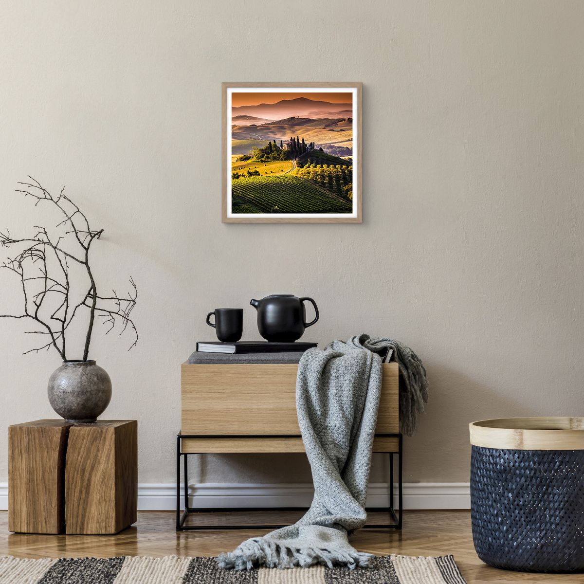 Affiche dans un chêne clair Paysage, Affiche dans un chêne clair Toscane, Affiche dans un chêne clair Vignobles, Affiche dans un chêne clair Voyages, Affiche dans un chêne clair Italie