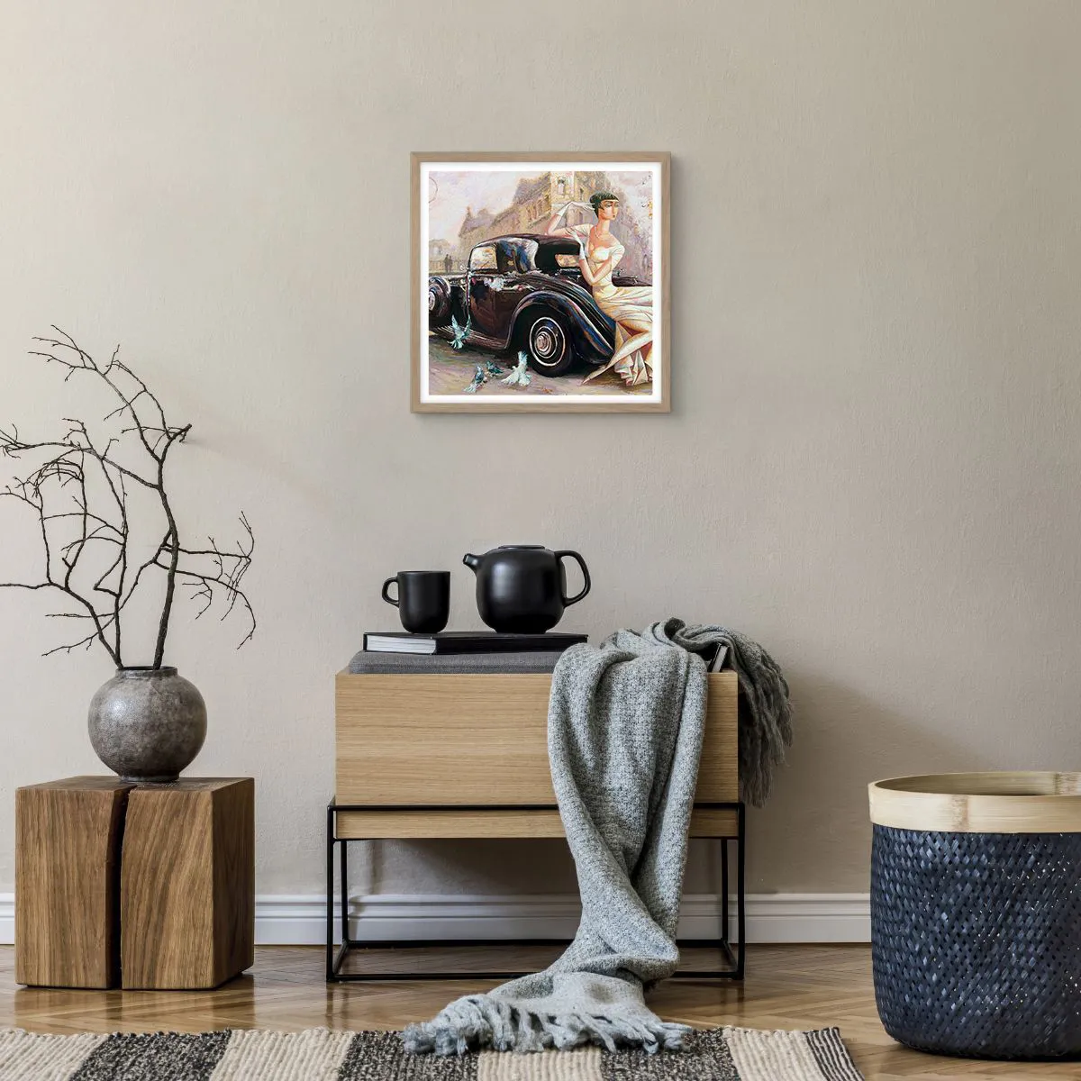 Een poster in een licht eiken lijst - Elegantie in retrostijl - 40x40 cm