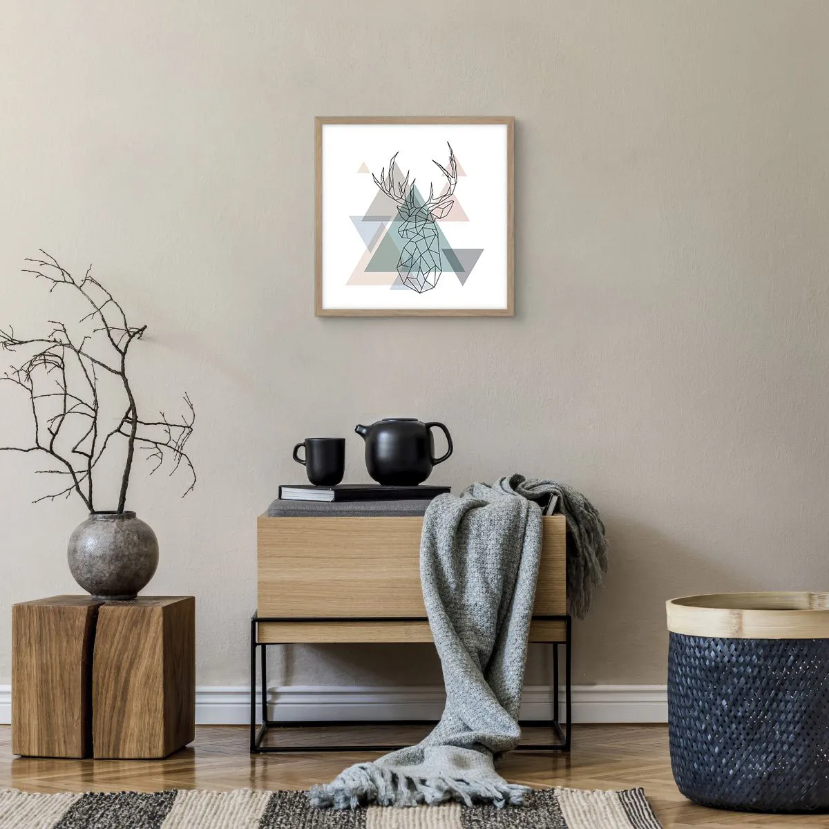 Poster in light oak frame - In a Geometrical Forest - 40x40 cm