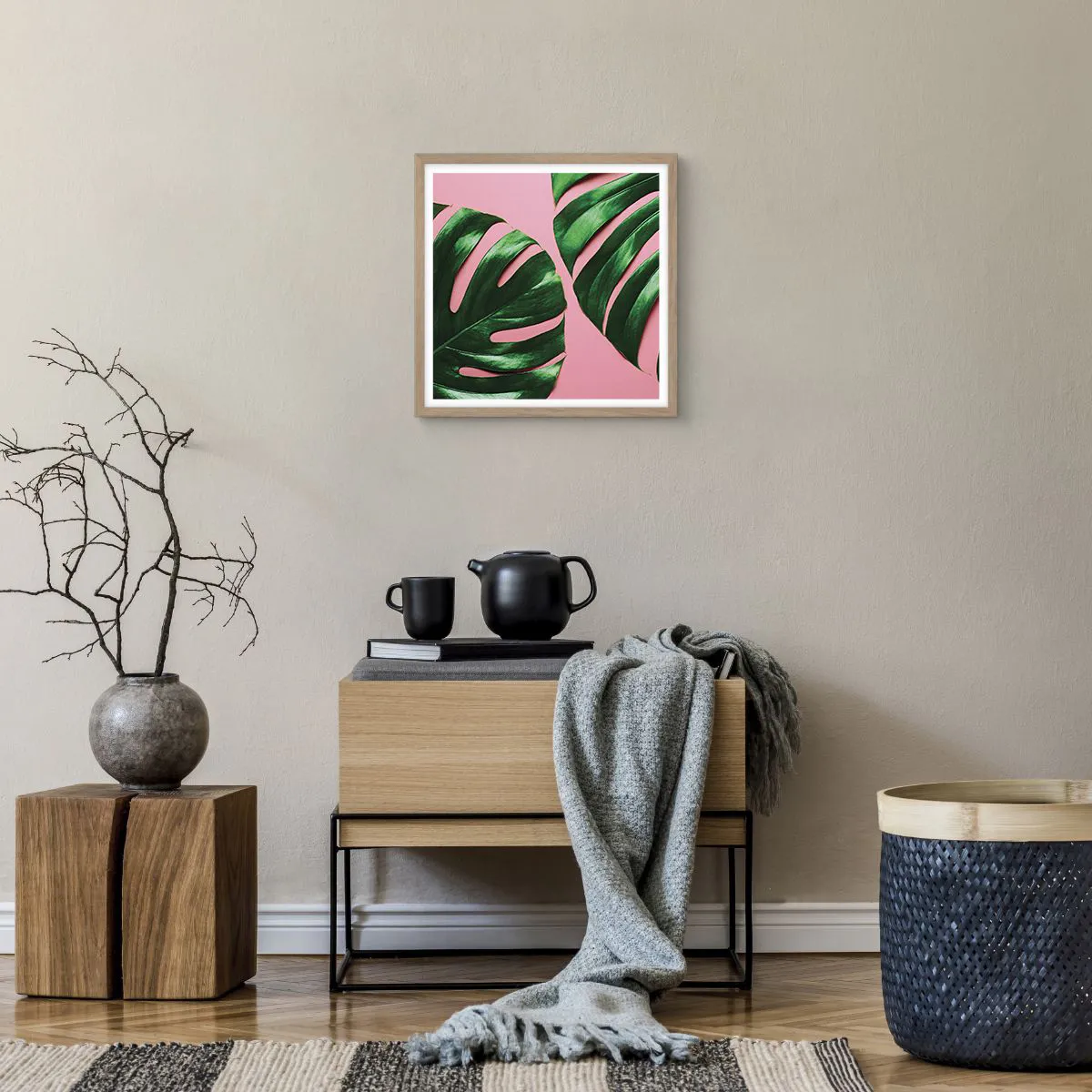 Een poster in een licht eiken lijst - Groene rendez-vous - 40x40 cm