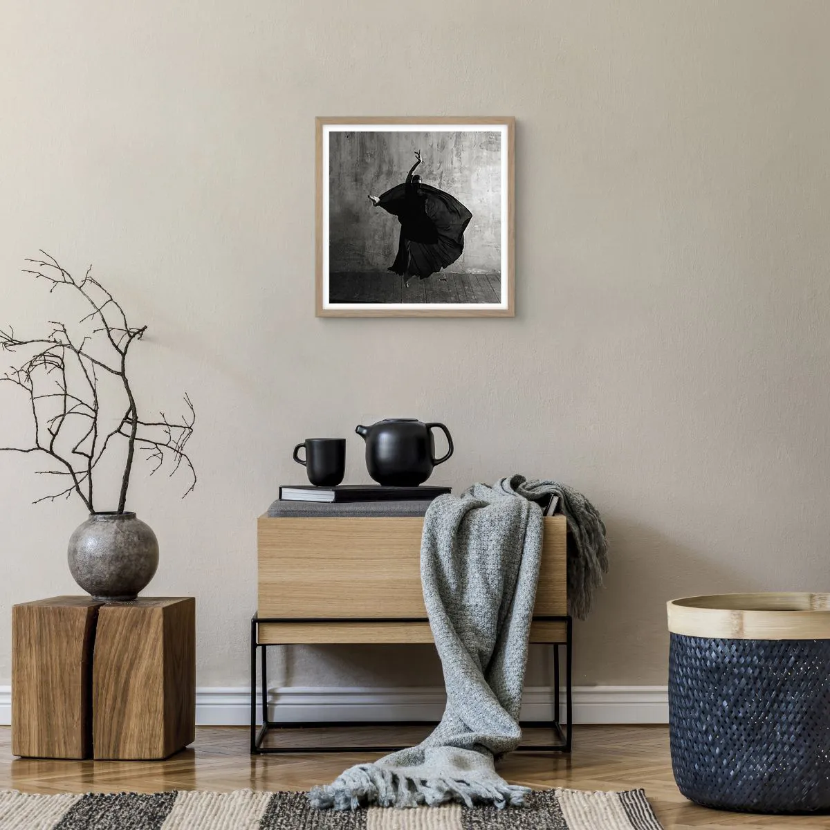 Poster in light oak frame - Full of Passion - 40x40 cm