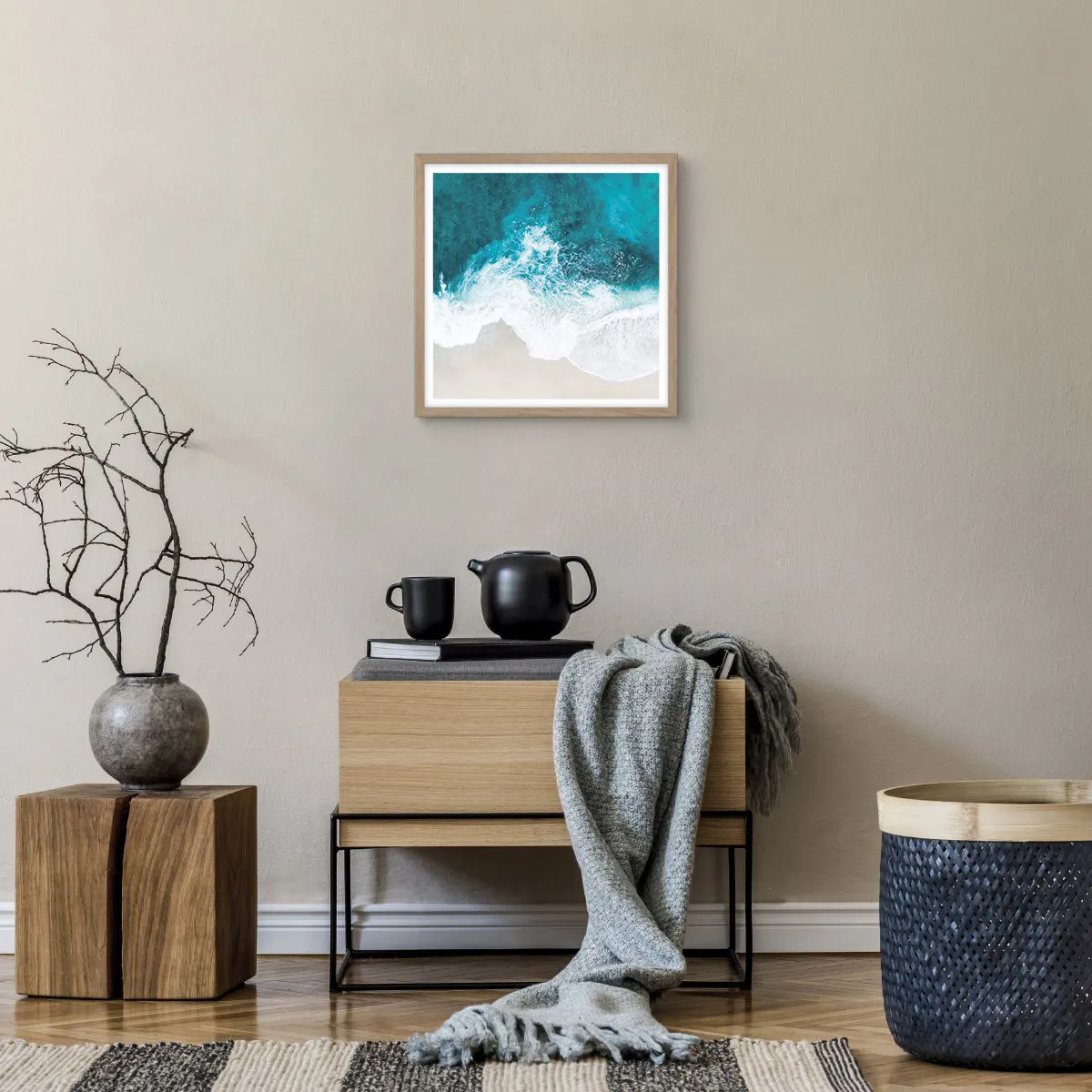 Poster in light oak frame - Natural Caress - 40x40 cm