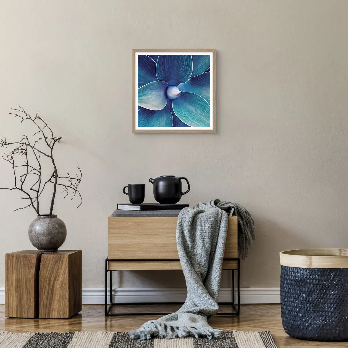 Poster in light oak frame - Blue from the Sky - 40x40 cm