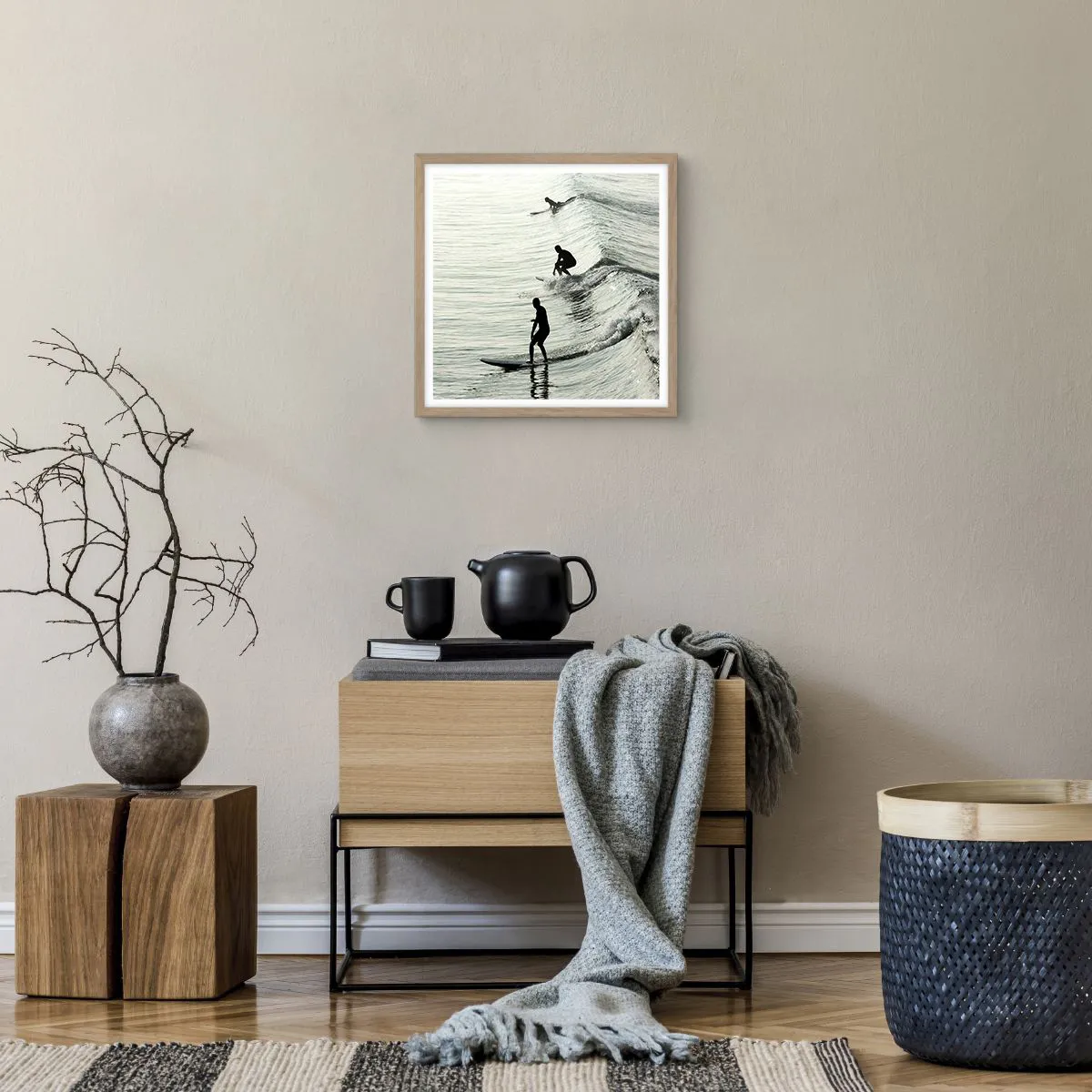 Plakat w ramie jasny dąb - Na spotkanie fali - 40x40 cm