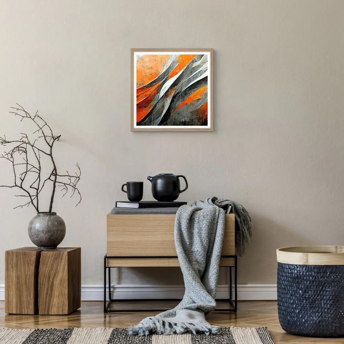 Affiche dans un chêne clair - Poster - Chaleur et froid - 40x40 cm