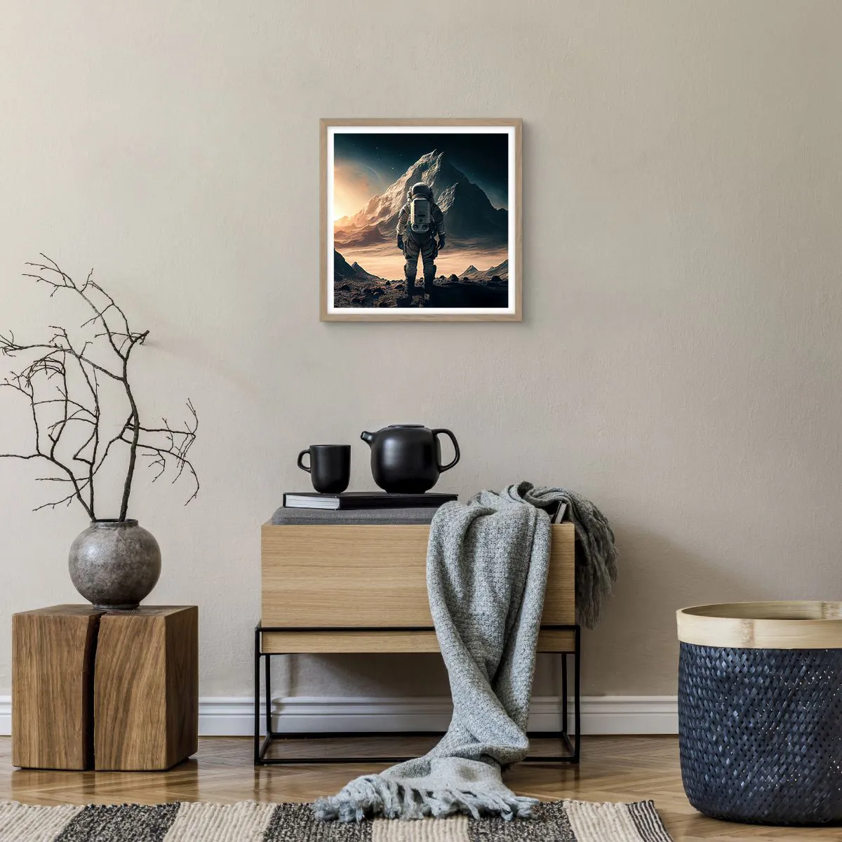 Poster in einem Rahmen aus heller Eiche - Neue Herausforderung - 40x40 cm