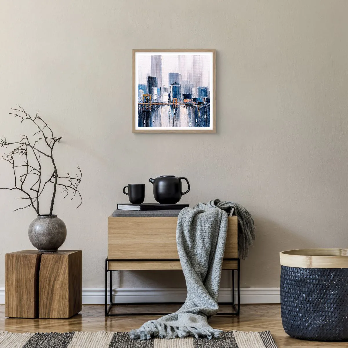 Poszter világos tölgy keretben - New York-i benyomás - 40x40 cm