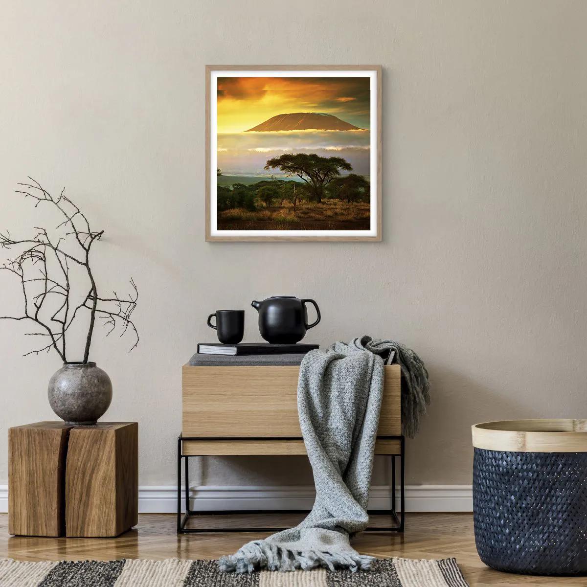 Plagát v ráme zo svetlého duba - Sen cestovateľa - 50x50 cm