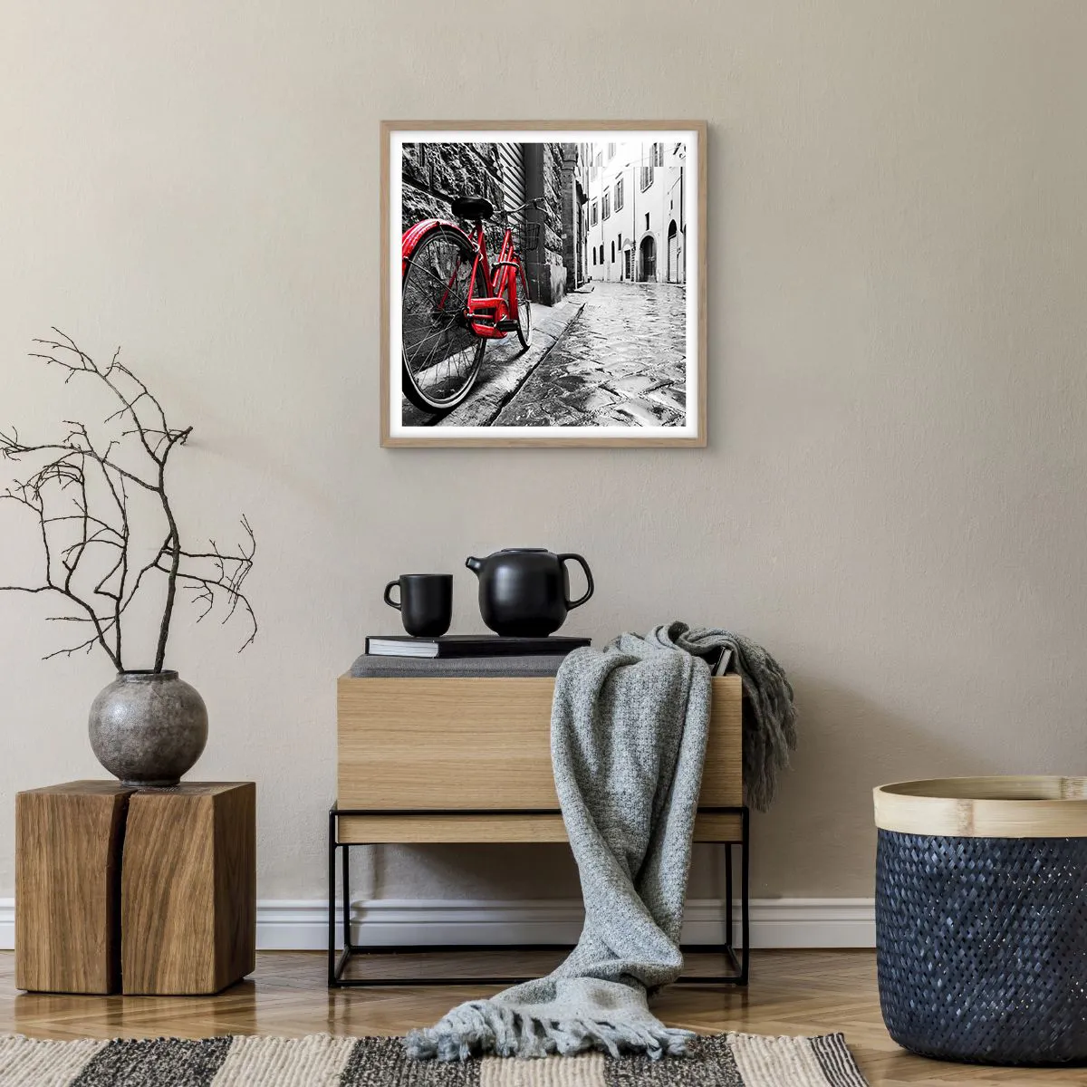 Plakat i ramme af lyst egetræ - Ægte skønhed ældes ikke - 50x50 cm