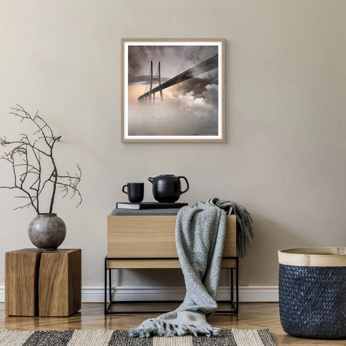 Affiche dans un chêne clair - Poster - Sur la rivière qui n'existe pas - 50x50 cm