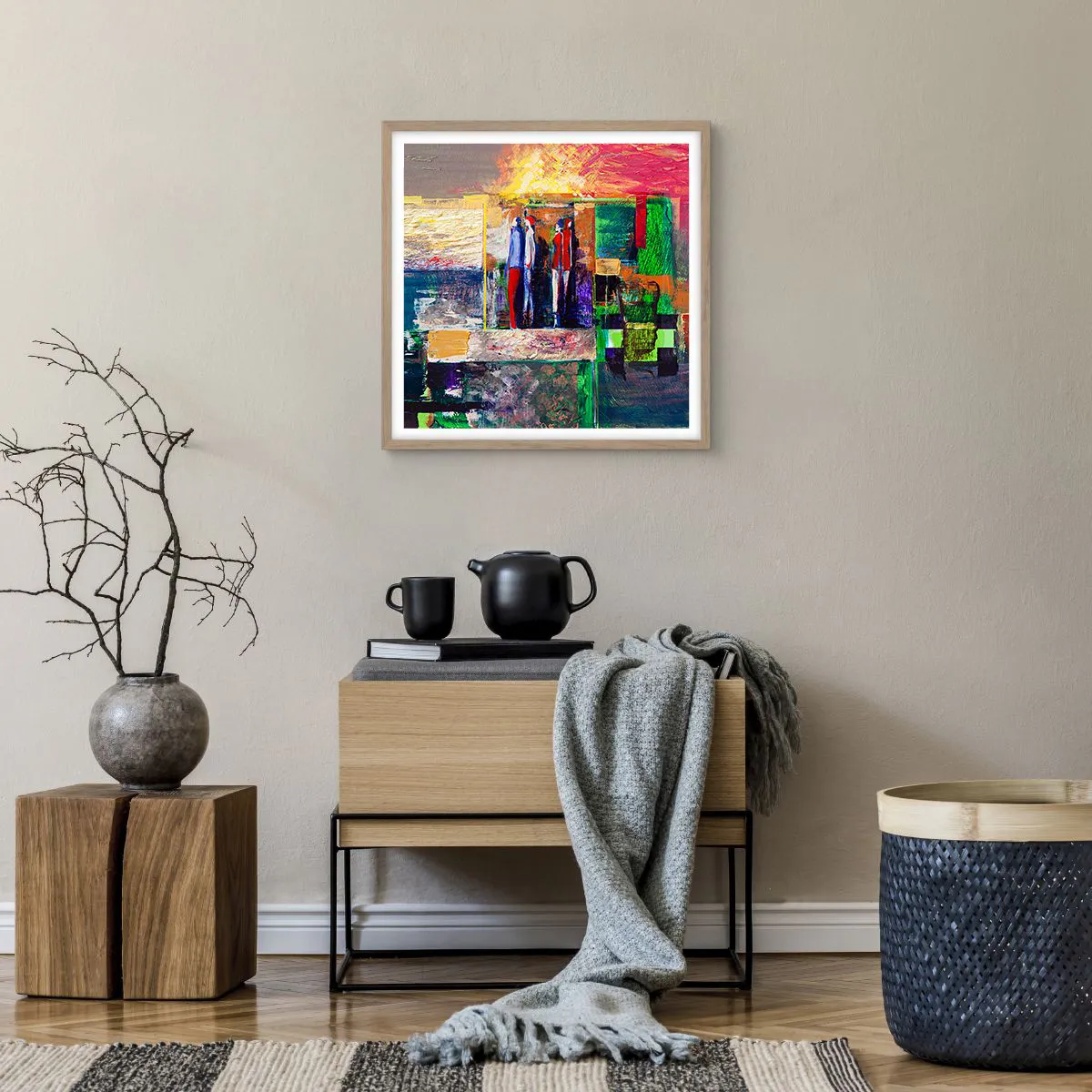 Pôster com moldura de carvalho claro - Relacionamentos e emoções - 50x50 cm