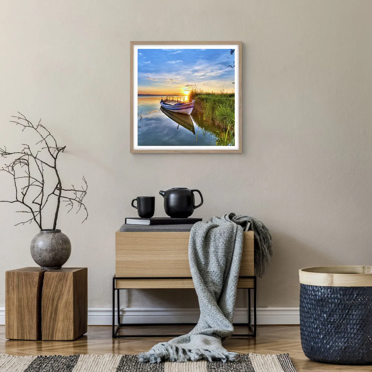 Affisch i ram av ljusek - Uppfyllda drömmars vik - 50x50 cm