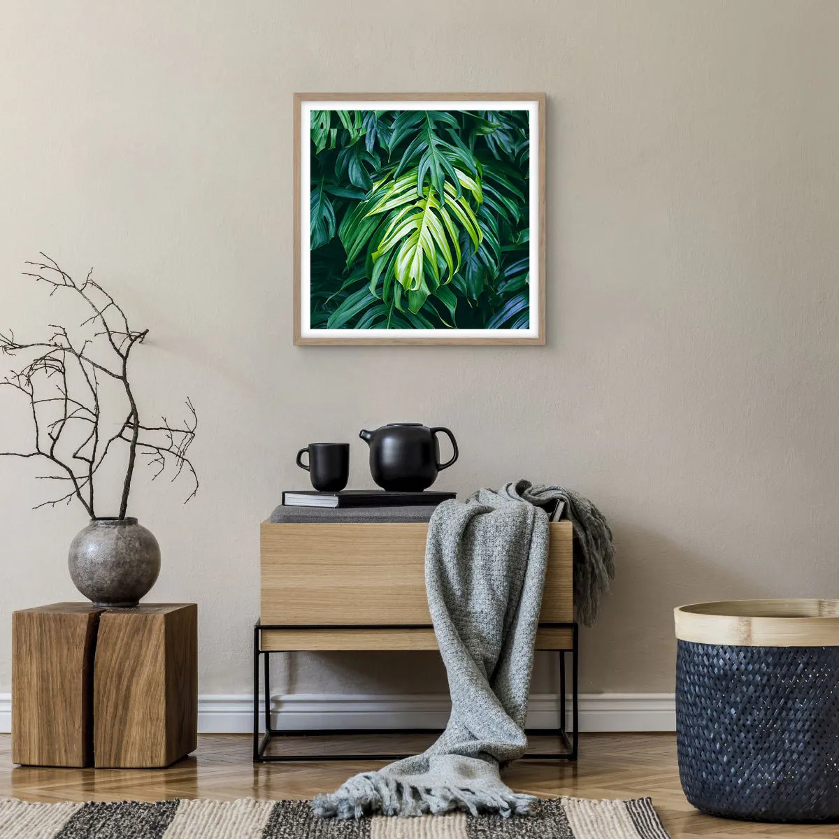 Affiche dans un chêne clair - Poster - Immergez-vous dans la fraîcheur - 50x50 cm