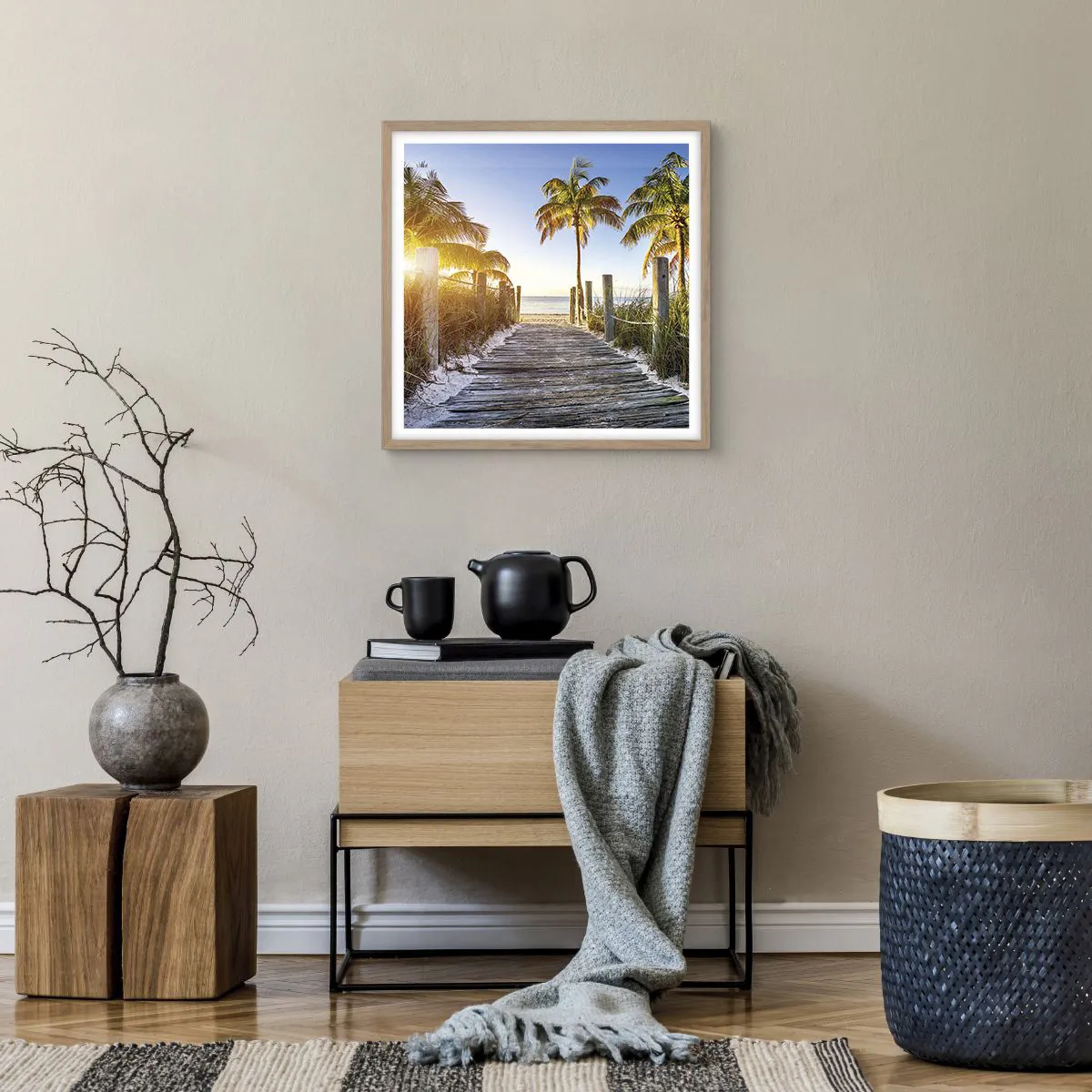 Een poster in een licht eiken lijst - Rechtstreeks naar het paradijs - 50x50 cm