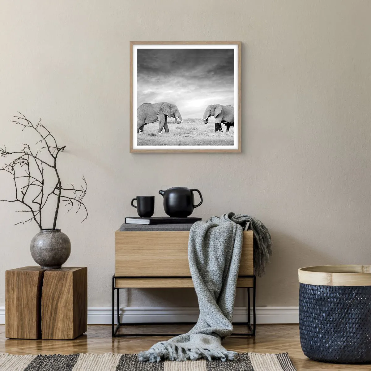 Een poster in een licht eiken lijst - Grijs is mooi - 50x50 cm