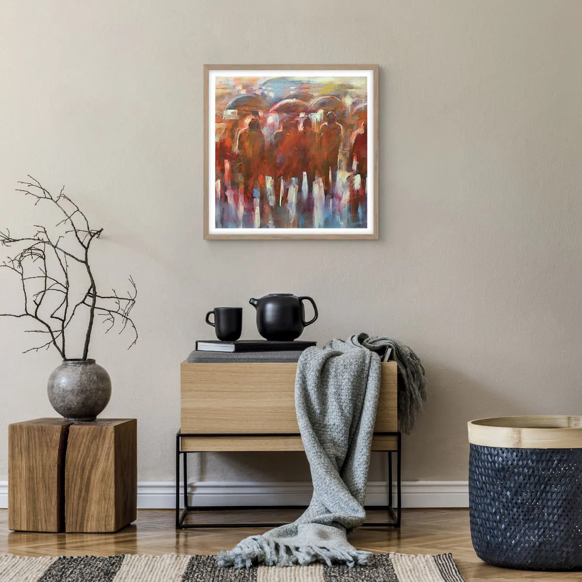 Pôster com moldura de carvalho claro - Iguais na chuva e no nevoeiro - 50x50 cm