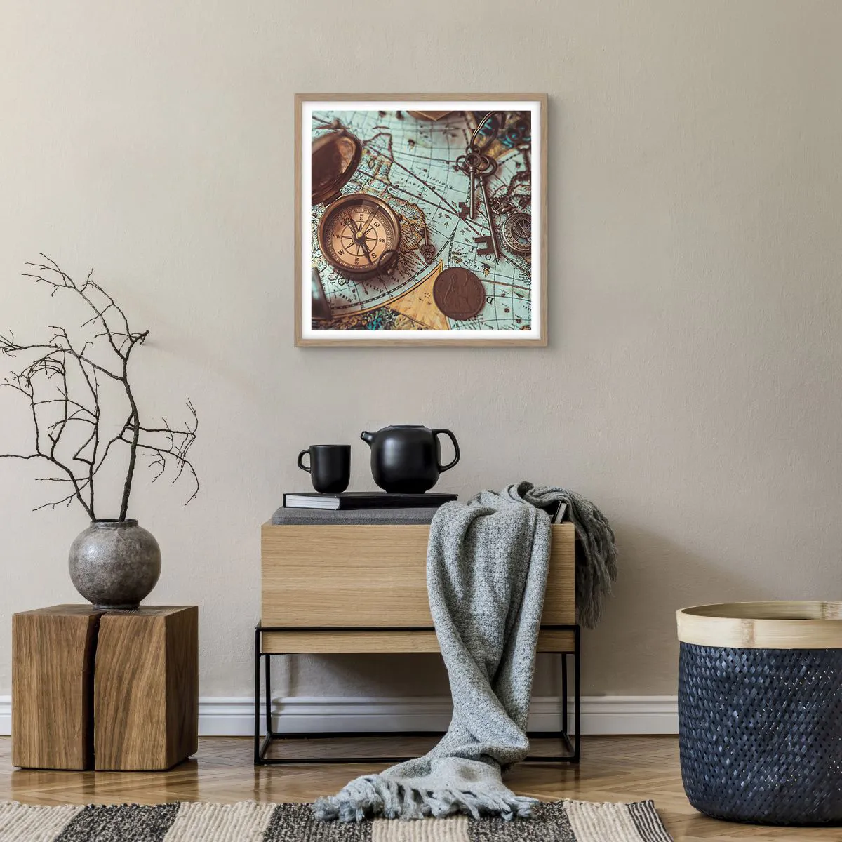 Poster in light oak frame - For Adventurers - 50x50 cm