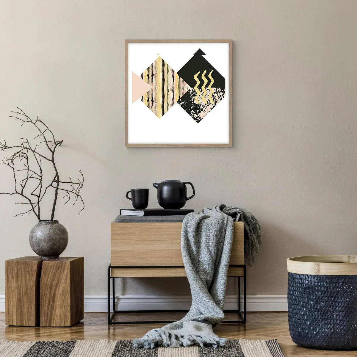 Plakat i ramme af lyst egetræ - Ikke så simpelt - 50x50 cm