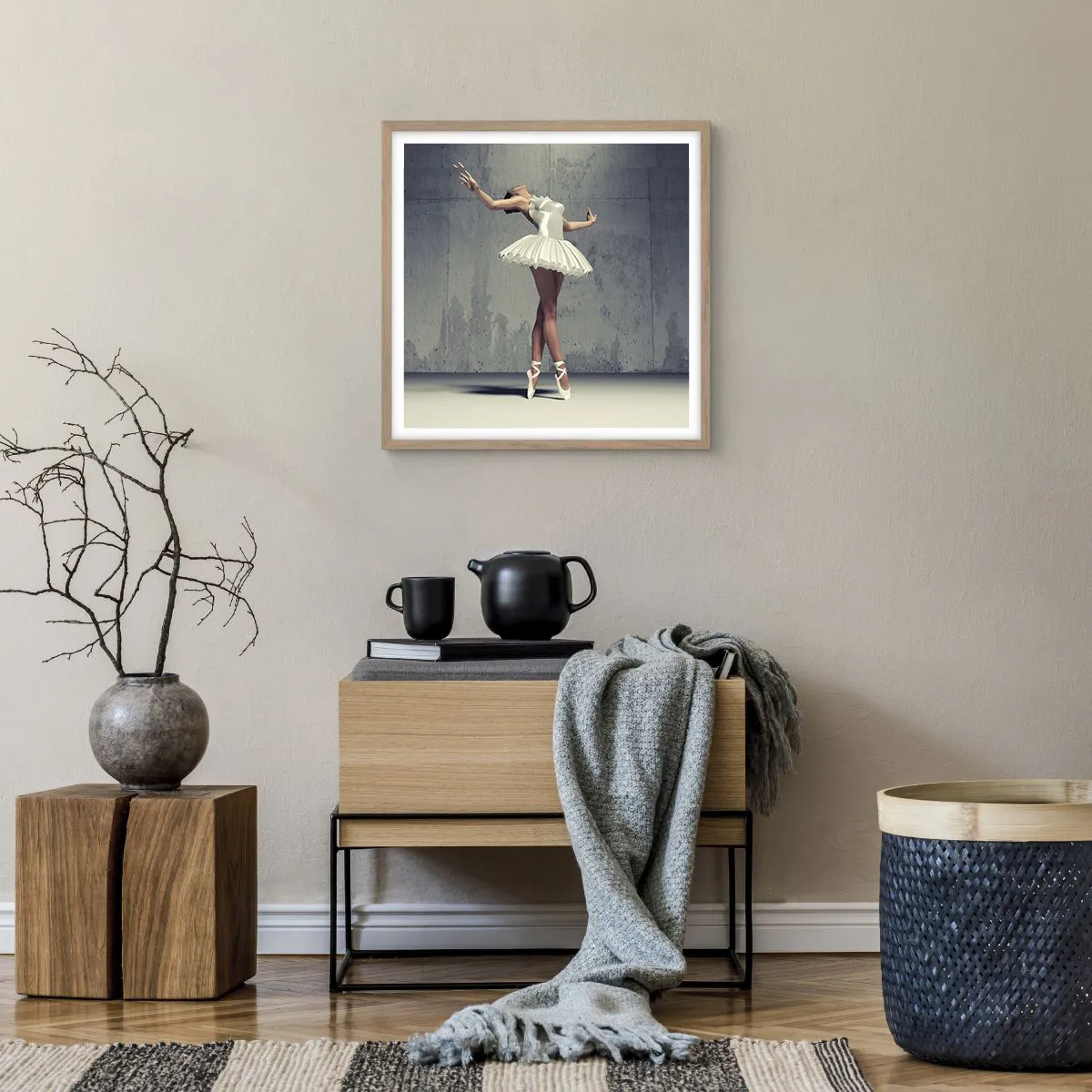 Poster in cornice rovere chiaro - Leggero come un uccello - 50x50 cm