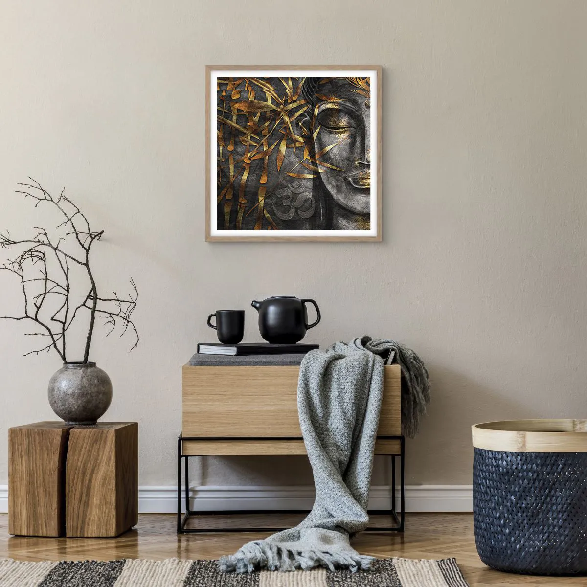 Een poster in een licht eiken lijst - Voel de rust - 50x50 cm