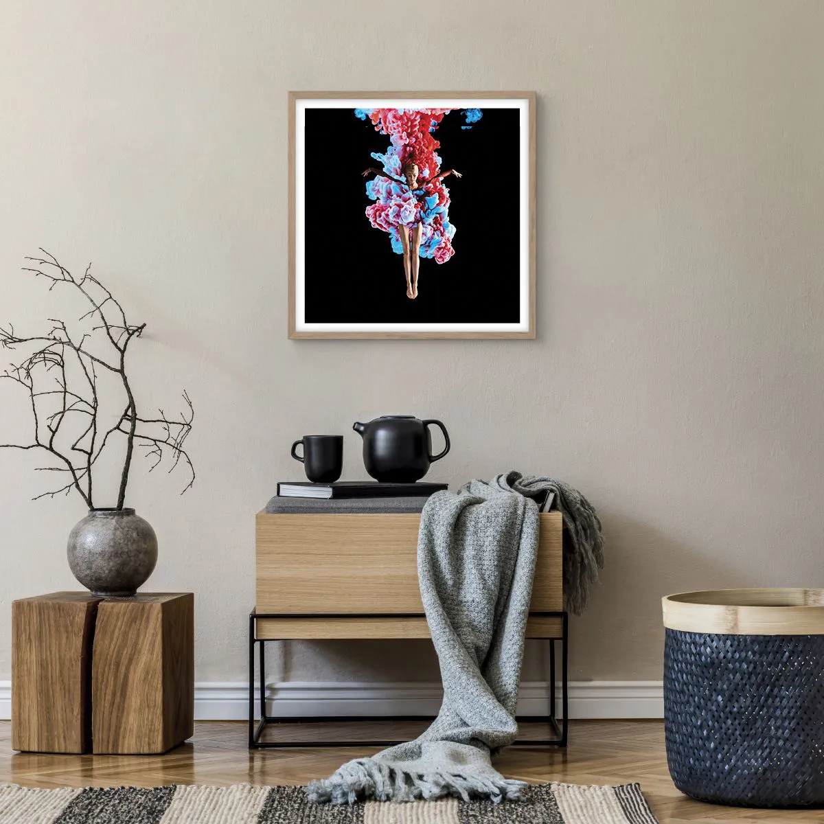 Een poster in een licht eiken lijst - In volle bloei - 50x50 cm