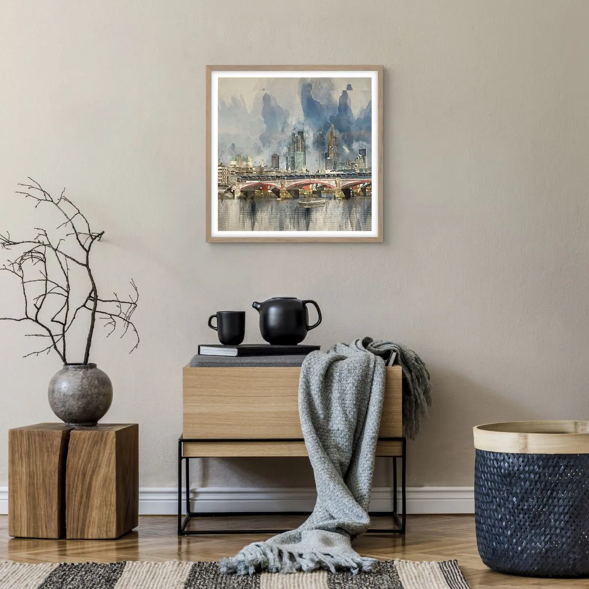 Poster in light oak frame - London in Its Beauty - 50x50 cm