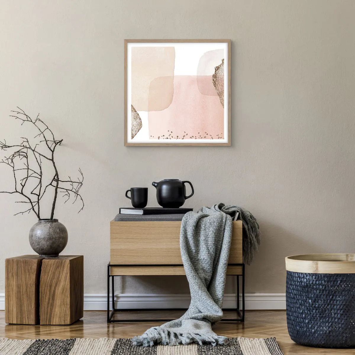 Affiche dans un chêne clair - Poster - Regard à travers la couleur - 50x50 cm