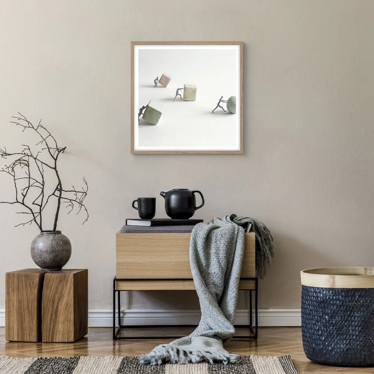 Pôster com moldura de carvalho claro - É a vida - 50x50 cm