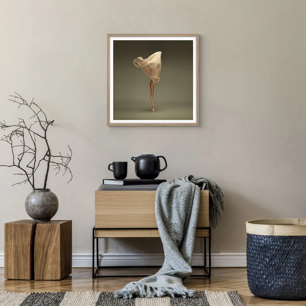 Affiche dans un chêne clair - Poster - Il va bientôt s'envoler - 50x50 cm